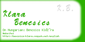 klara bencsics business card